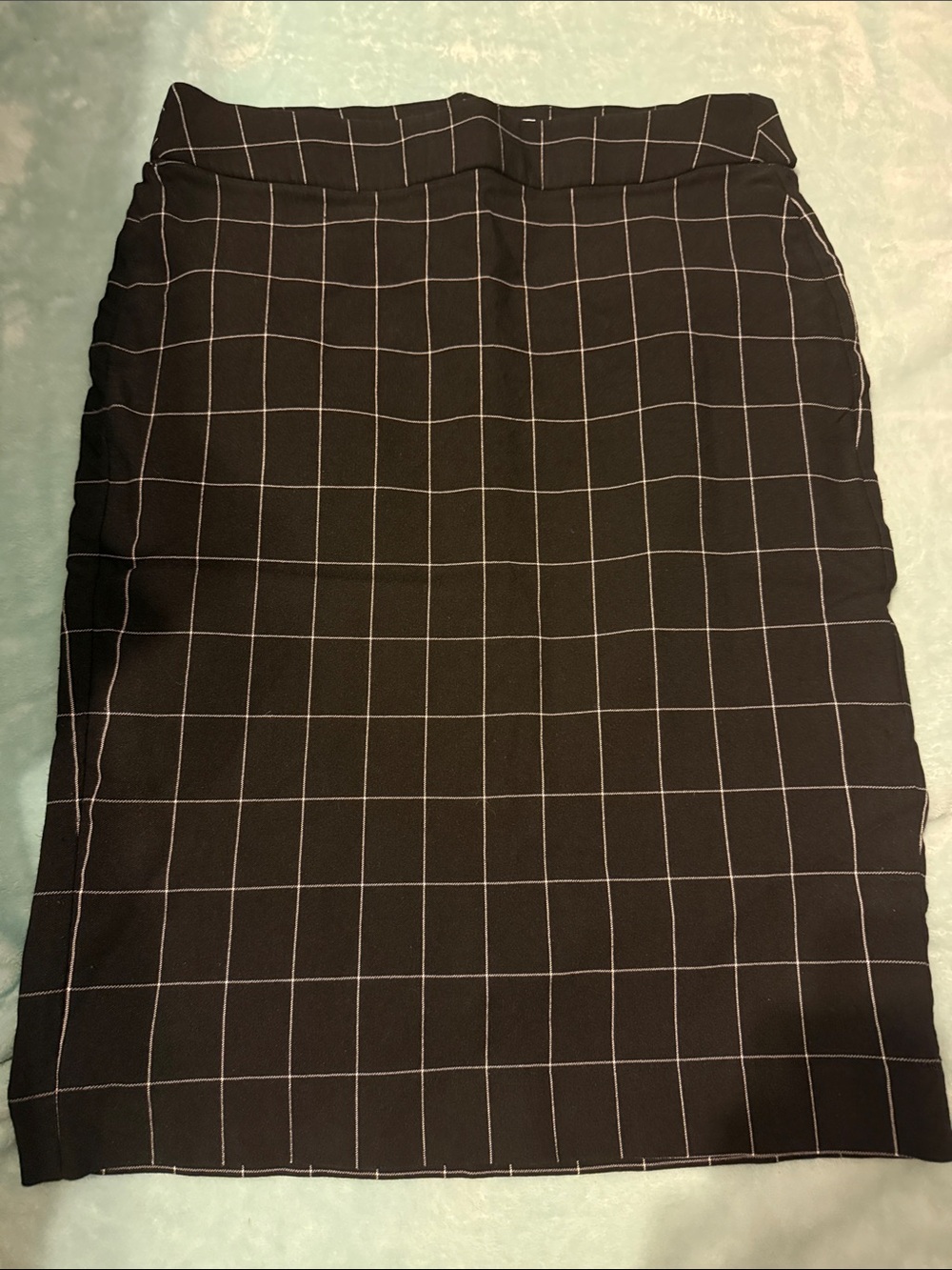 Elle Black Pencil Skirt with White Windowpane